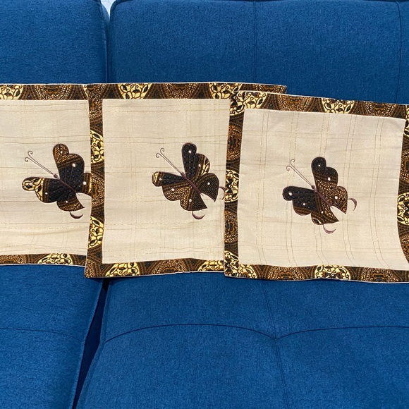 Vintage 70s Butterfly Pillow Shams Set of 3 handmade - Picture 1 of 2
